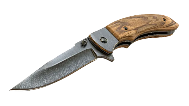 Folding Pocket Knife With Wooden Handle