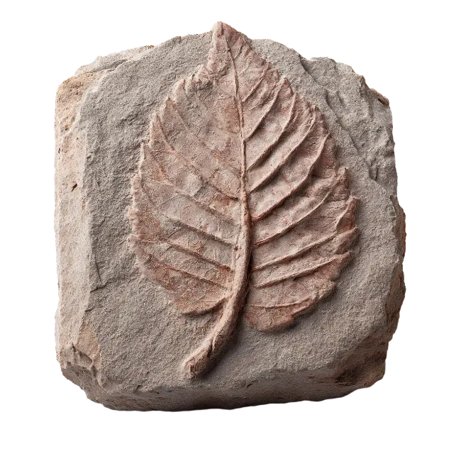 Fossilized Leaf Imprint in Stone