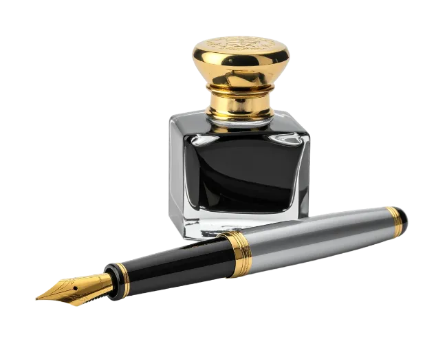 Fountain Pen with Ink Bottle