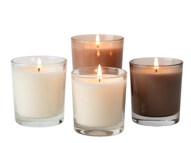 Four Scented Candles in Glass Jars