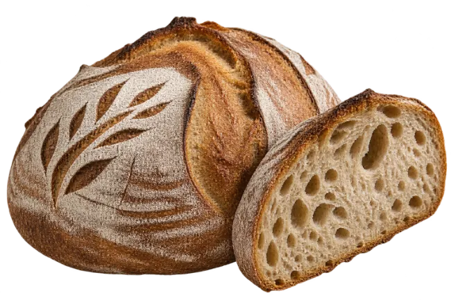 Fresh Artisan Sourdough Bread Loaf with Slice