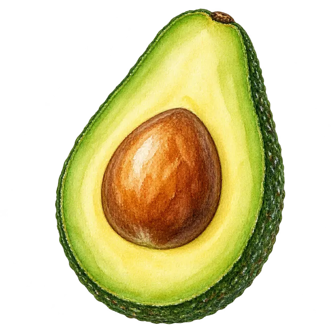 Fresh Avocado Half with Pit Illustration