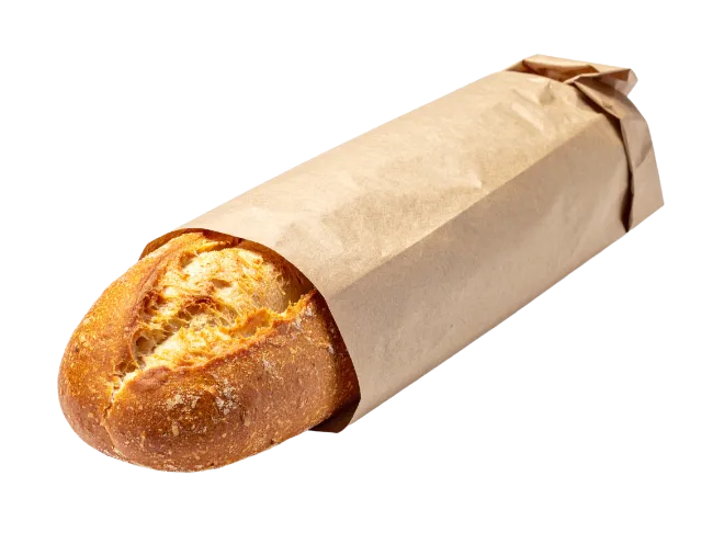 Fresh Baked Baguette in Brown Paper Bag