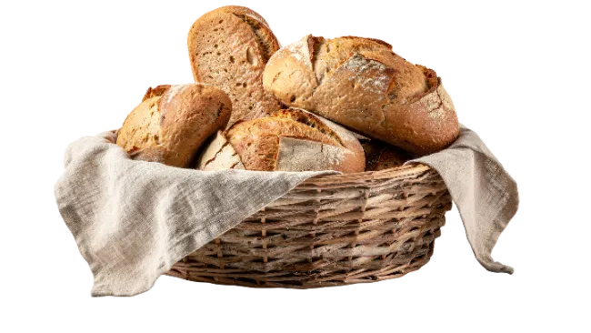 Fresh Baked Bread in Wicker Basket