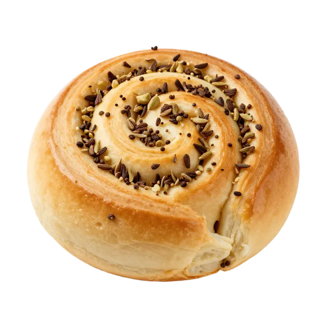 Fresh Baked Cinnamon Roll with Seeds