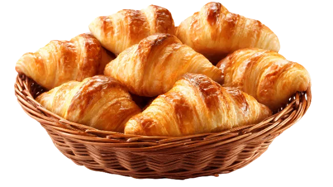 Fresh Baked Croissants in a Woven Basket