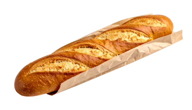 Fresh Baked French Baguette in Paper Bag