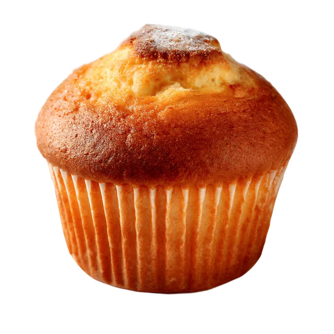 Fresh Baked Golden Muffin In Paper Cup