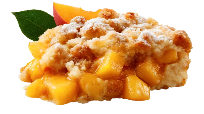 Fresh Baked Peach Cobbler Slice with Crumble