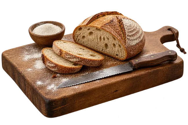 Fresh Baked Sourdough Bread Loaf with Slices