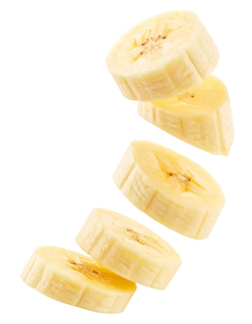 Fresh Banana Slices Falling Down