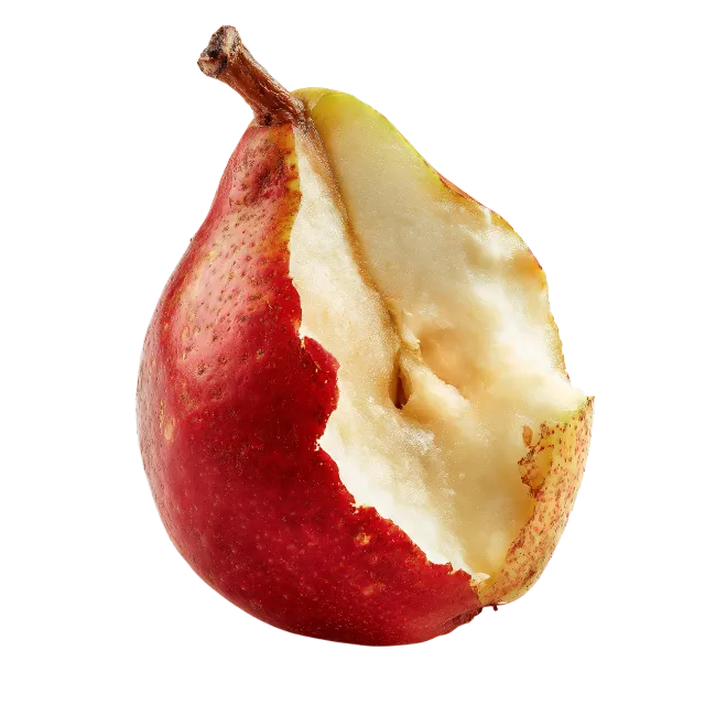 Fresh Bitten Red Pear Fruit