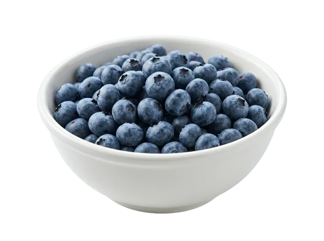 Fresh Blueberries in a White Bowl