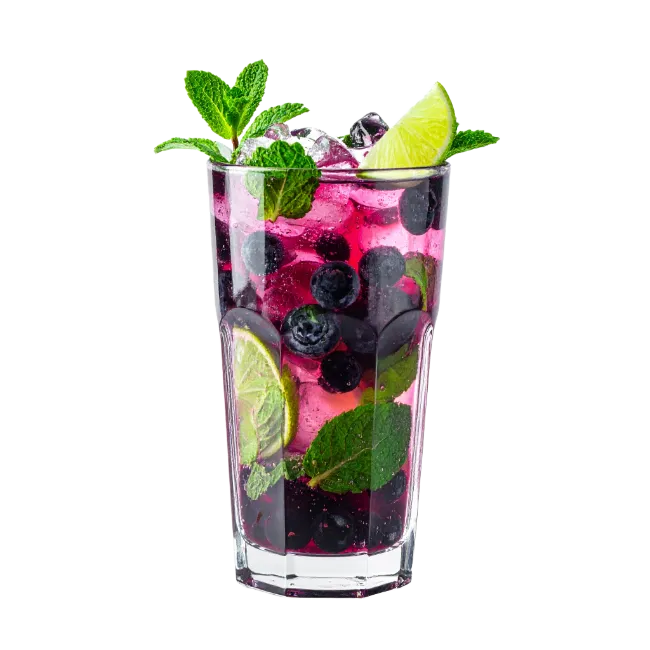 Fresh Blueberry Mojito Cocktail Glass