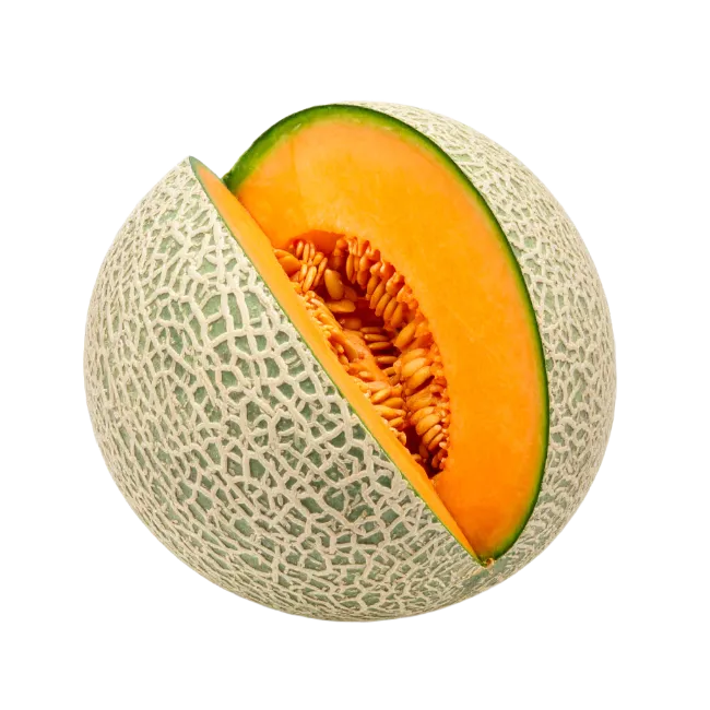 Fresh Cantaloupe Melon with a Slice Cut Open