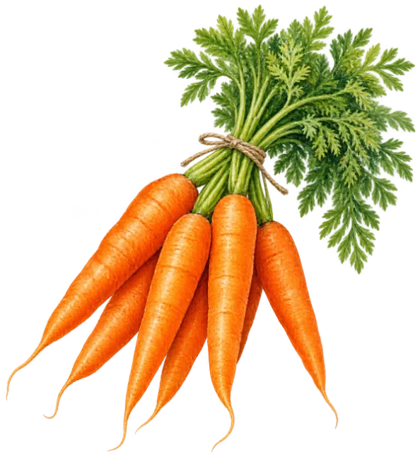 Fresh Carrots Bunch Watercolor Illustration