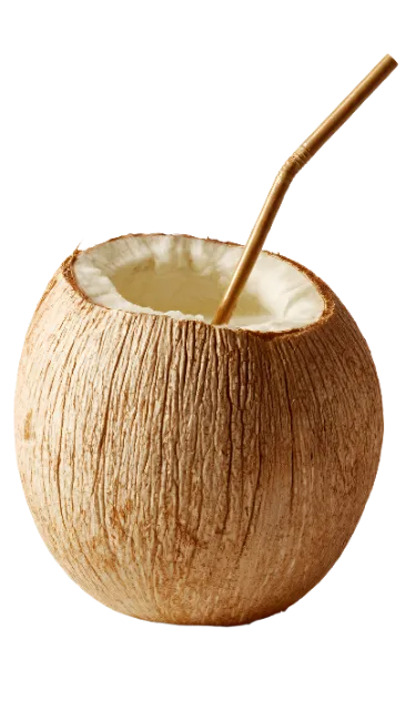 Fresh Coconut with a Drinking Straw