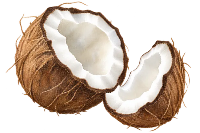 Fresh Cracked Coconut Halves