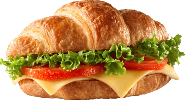 Fresh Croissant Sandwich with Cheese and Tomato
