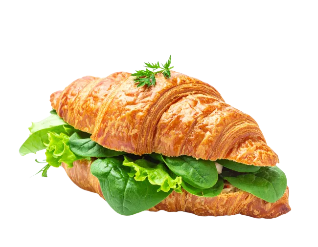 Fresh Croissant Sandwich With Green Lettuce