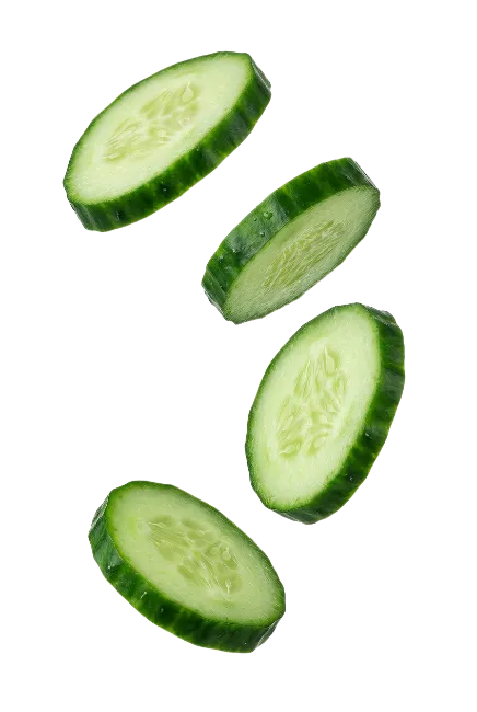 Fresh Cucumber Slices Floating