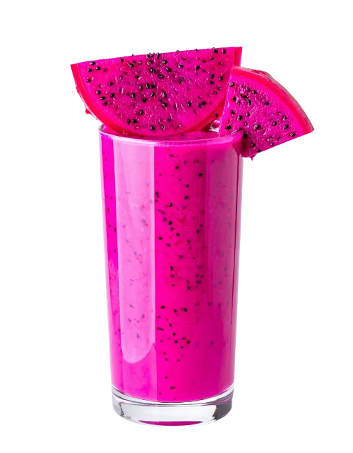 Fresh Dragon Fruit Smoothie in Glass with Slices