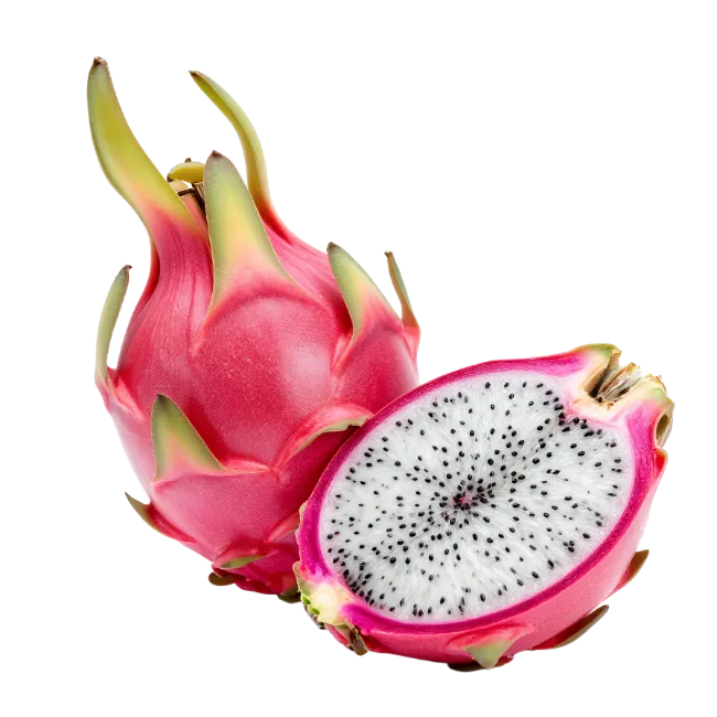 Fresh Dragon Fruit Whole and Halved