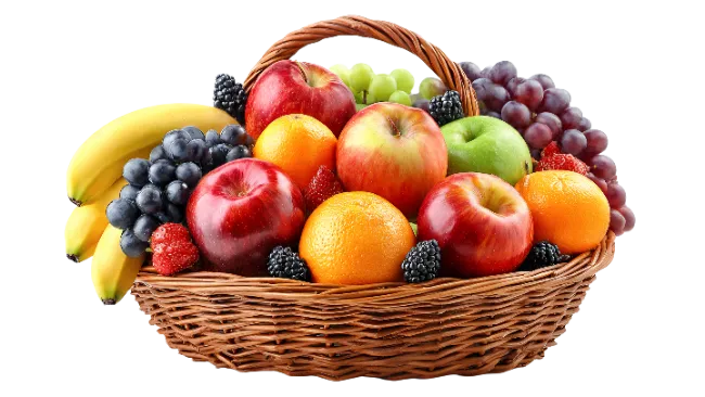 Fresh Fruit Basket with Apples and Oranges