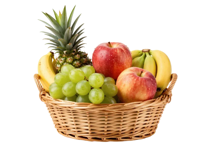 Fresh Fruit Basket with Pineapple and Apples