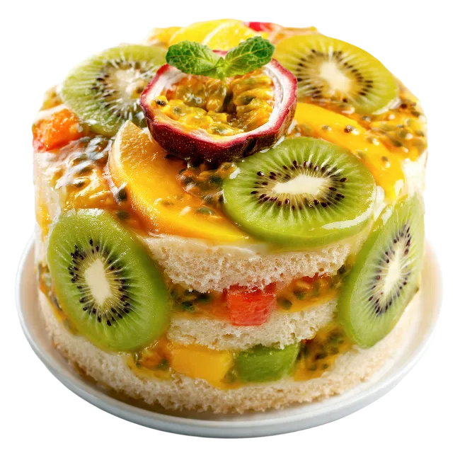 Fresh Fruit Cake with Kiwi and Passion Fruit