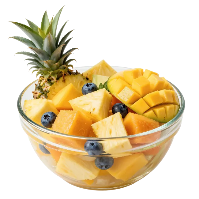 Fresh Fruit Salad in Glass Bowl