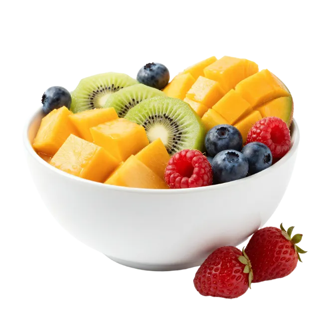 Fresh Fruit Salad in White Bowl