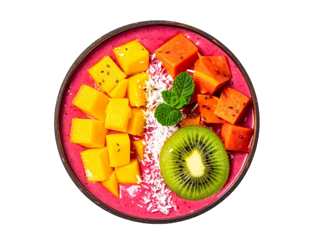 Fresh Fruit Smoothie Bowl with Mango and Kiwi