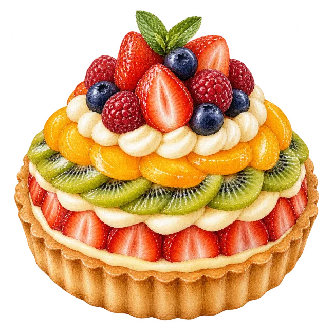 Fresh Fruit Tart with Berries and Kiwi