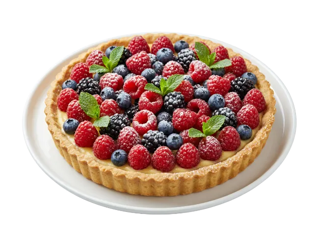 Fresh Fruit Tart with Berries on Plate