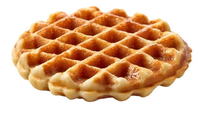 Fresh golden round waffle isolated
