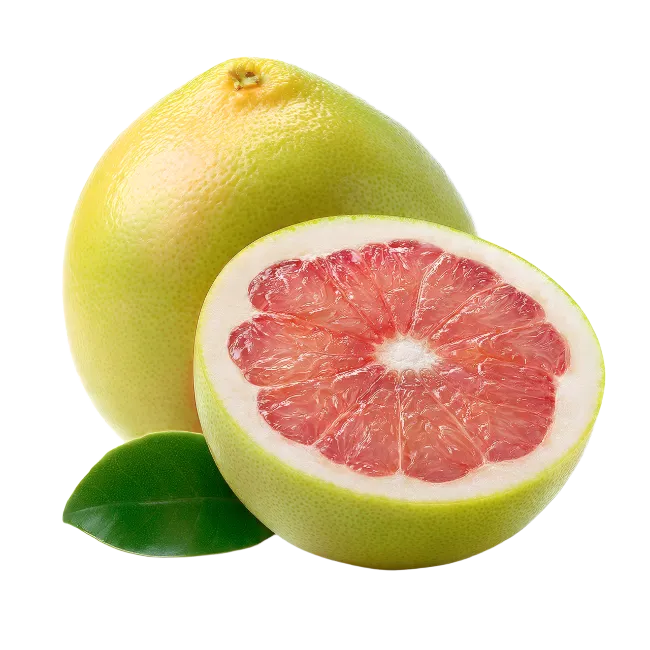 Fresh Grapefruit with Half Cut and Leaf