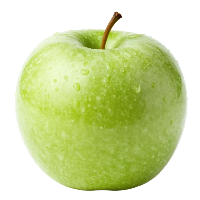 Fresh Green Apple With Water Droplets