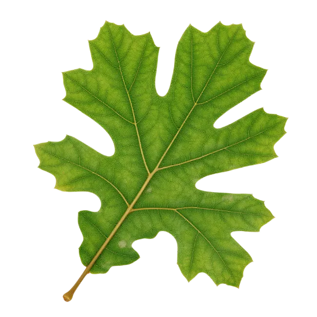 Fresh Green Oak Leaf with Detailed Veins