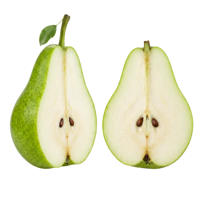Fresh Green Pear Halves Isolated