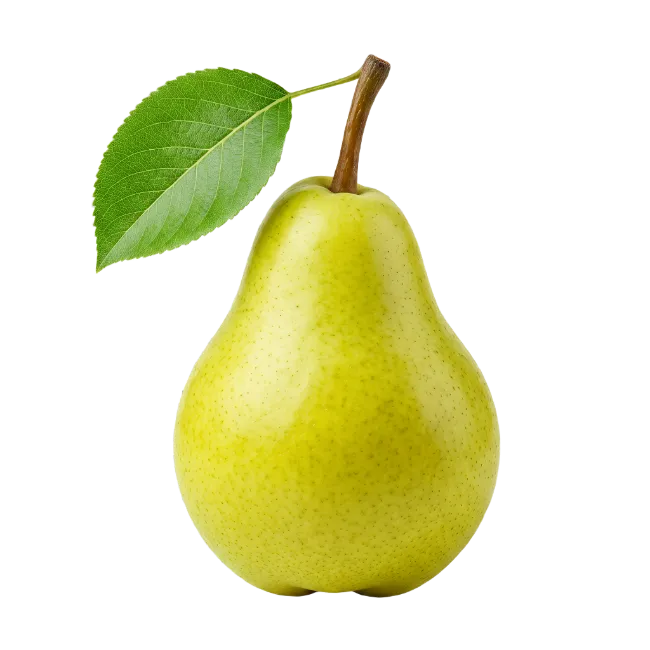Fresh Green Pear with Leaf