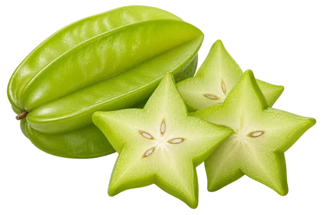 Fresh Green Starfruit Slices
