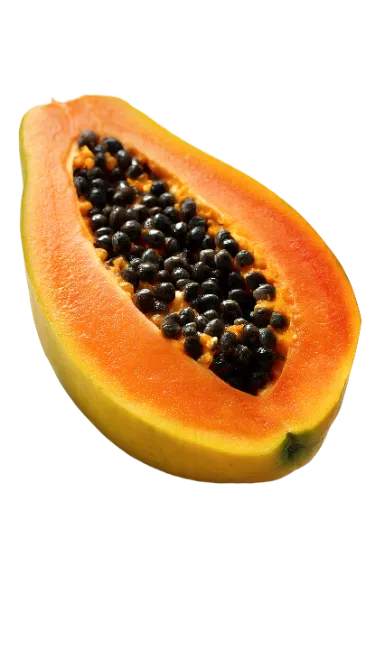 Fresh Half Papaya Fruit With Black Seeds