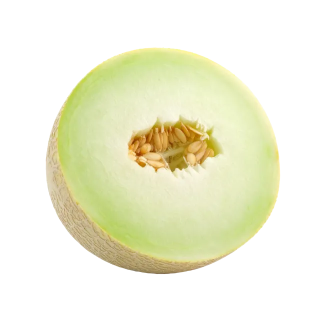 Fresh Halved Cantaloupe Melon with Seeds