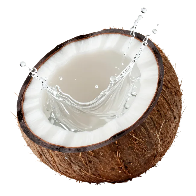 Fresh Halved Coconut with Water Splash