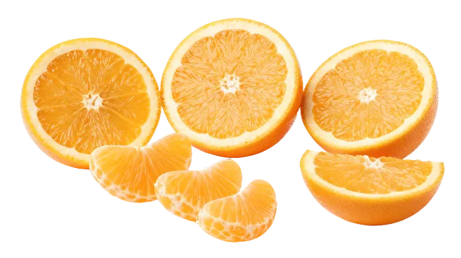Fresh Halved Oranges And Mandarin Segments
