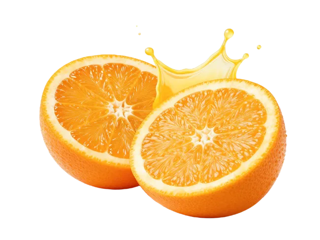 Fresh Halved Oranges with Juice Splash