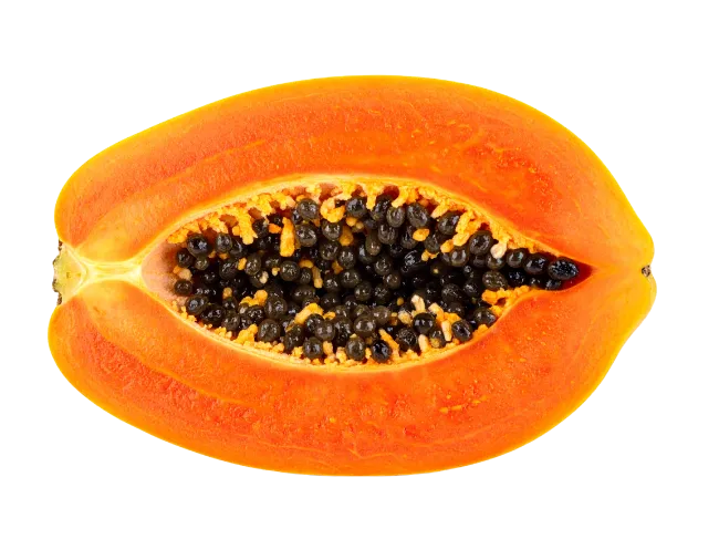 Fresh Halved Papaya with Black Seeds