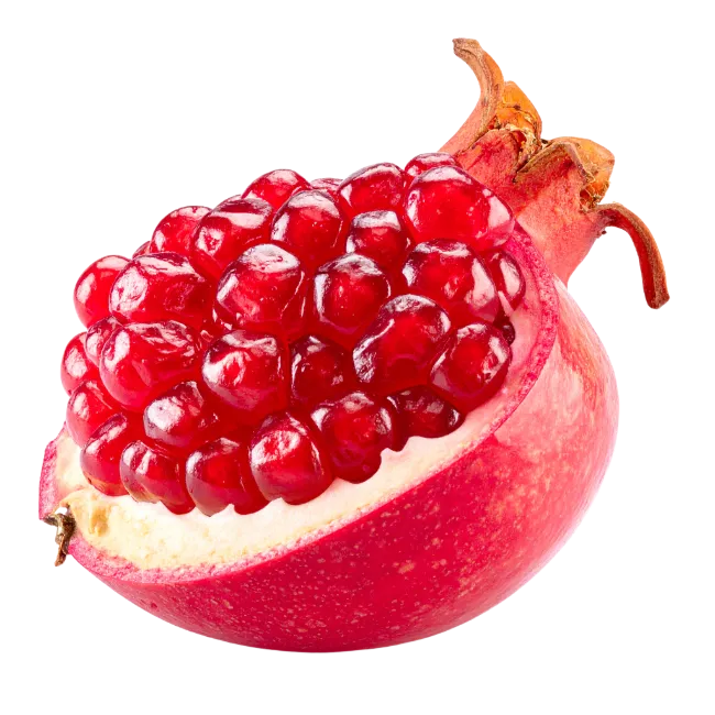 Fresh Halved Pomegranate with Red Arils