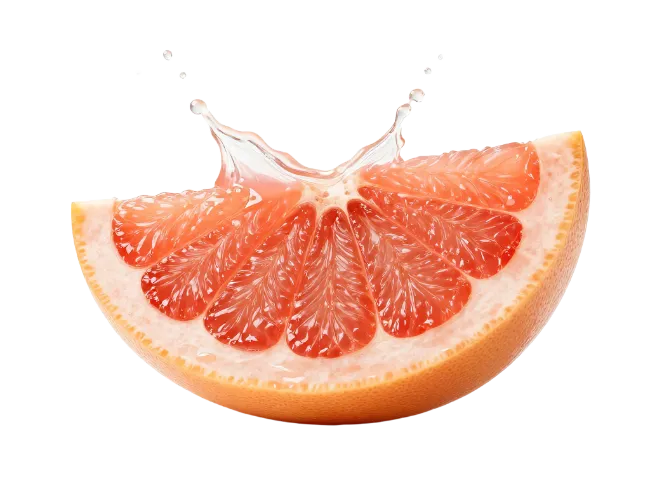 Fresh Juicy Grapefruit Slice with Water Splash